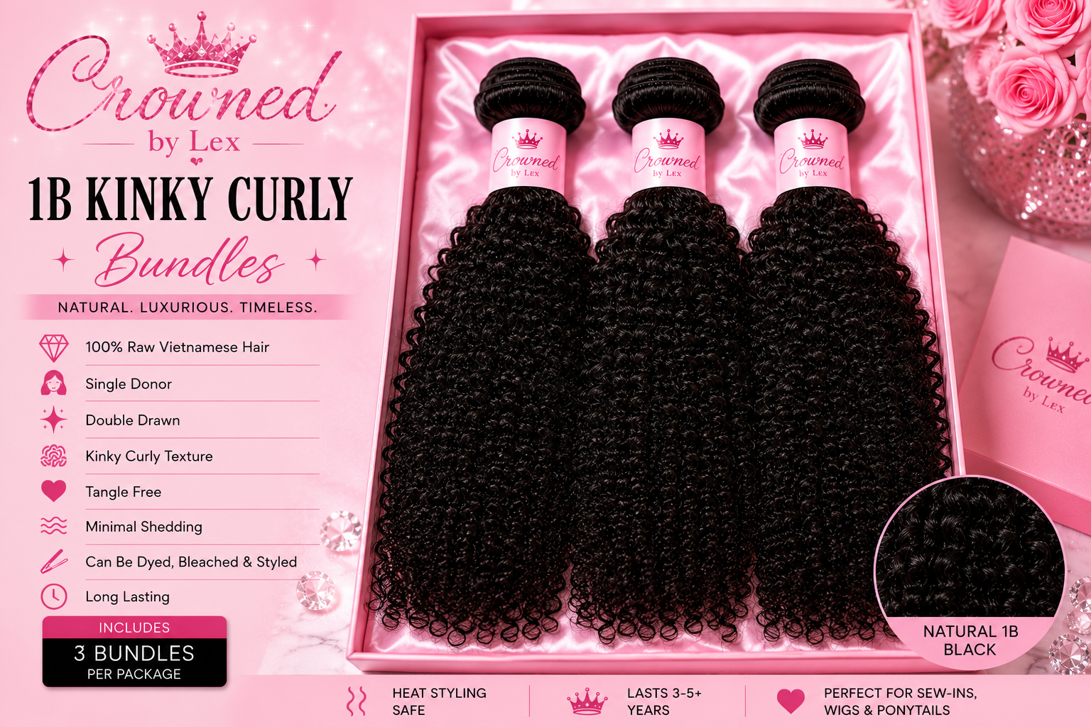 ✨ 1B Kinky curly Bundle ✨