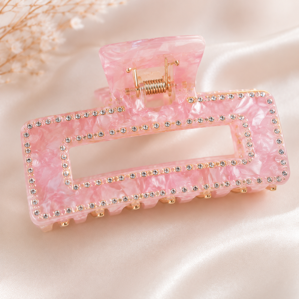Pink Marble Hair clip